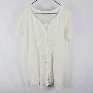 Soft Surroundings Polka Dot Silk Layered Blouse Plus Size 1X Ivory